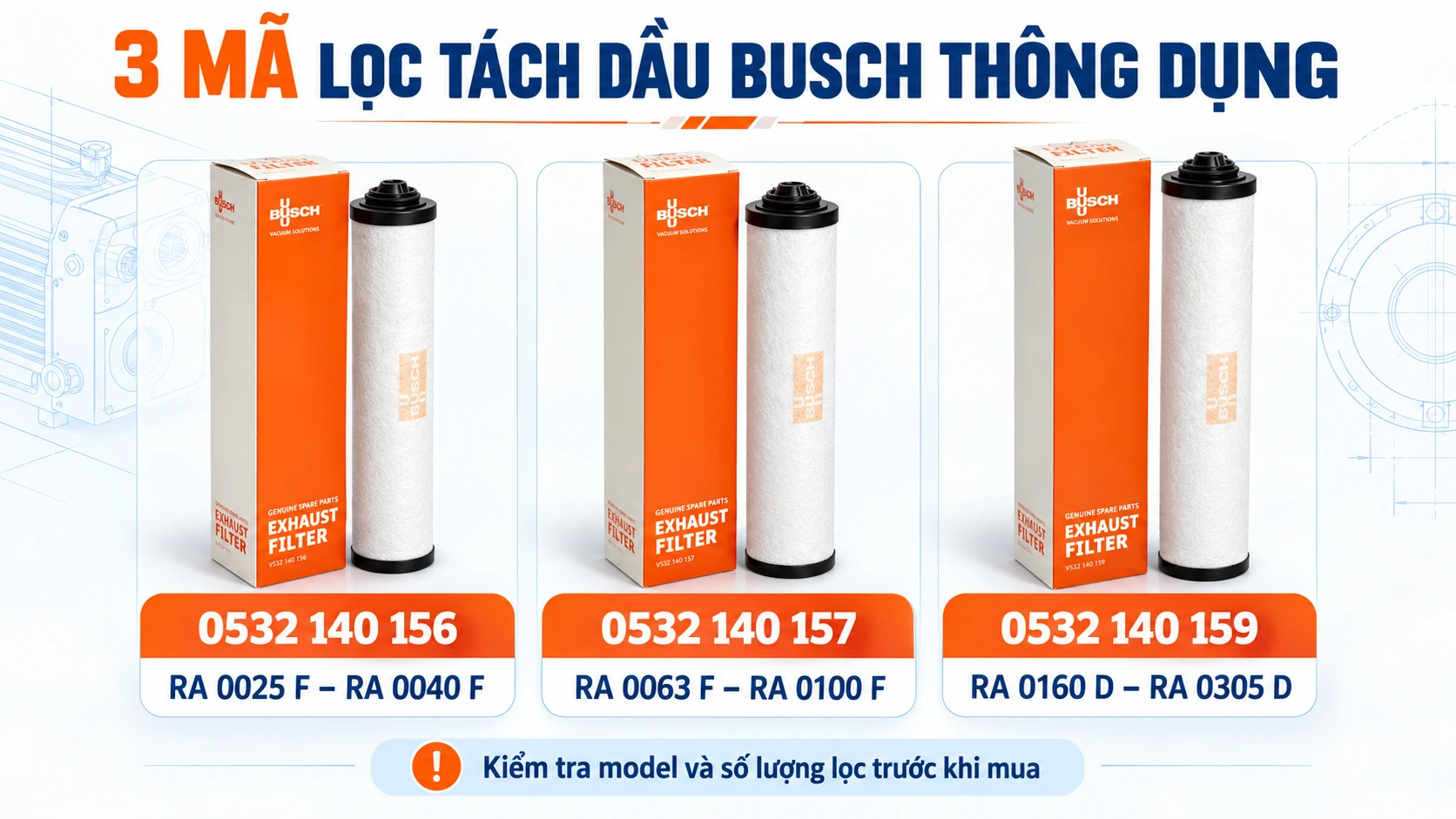 Lọc Tách Dầu Bơm Busch Đức: Model Thông Dụng, Thời Điểm Thay Và Nơi Mua Uy Tín