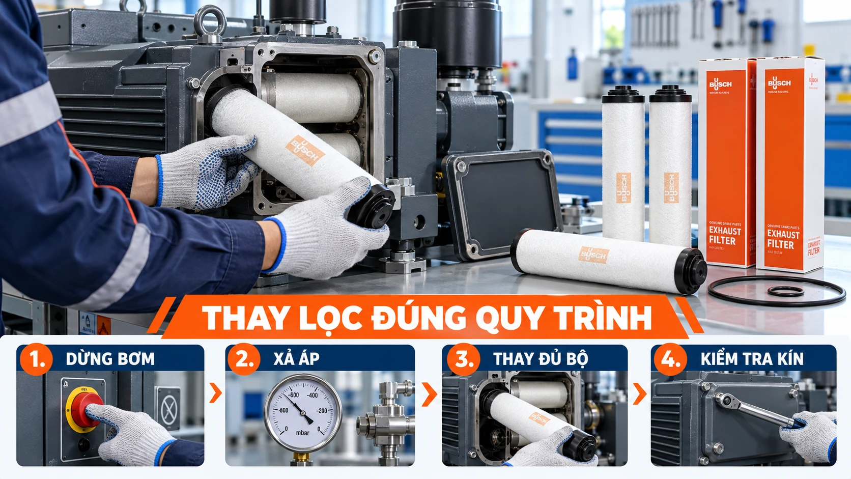 Lọc Tách Dầu Bơm Busch Đức: Model Thông Dụng, Thời Điểm Thay Và Nơi Mua Uy Tín