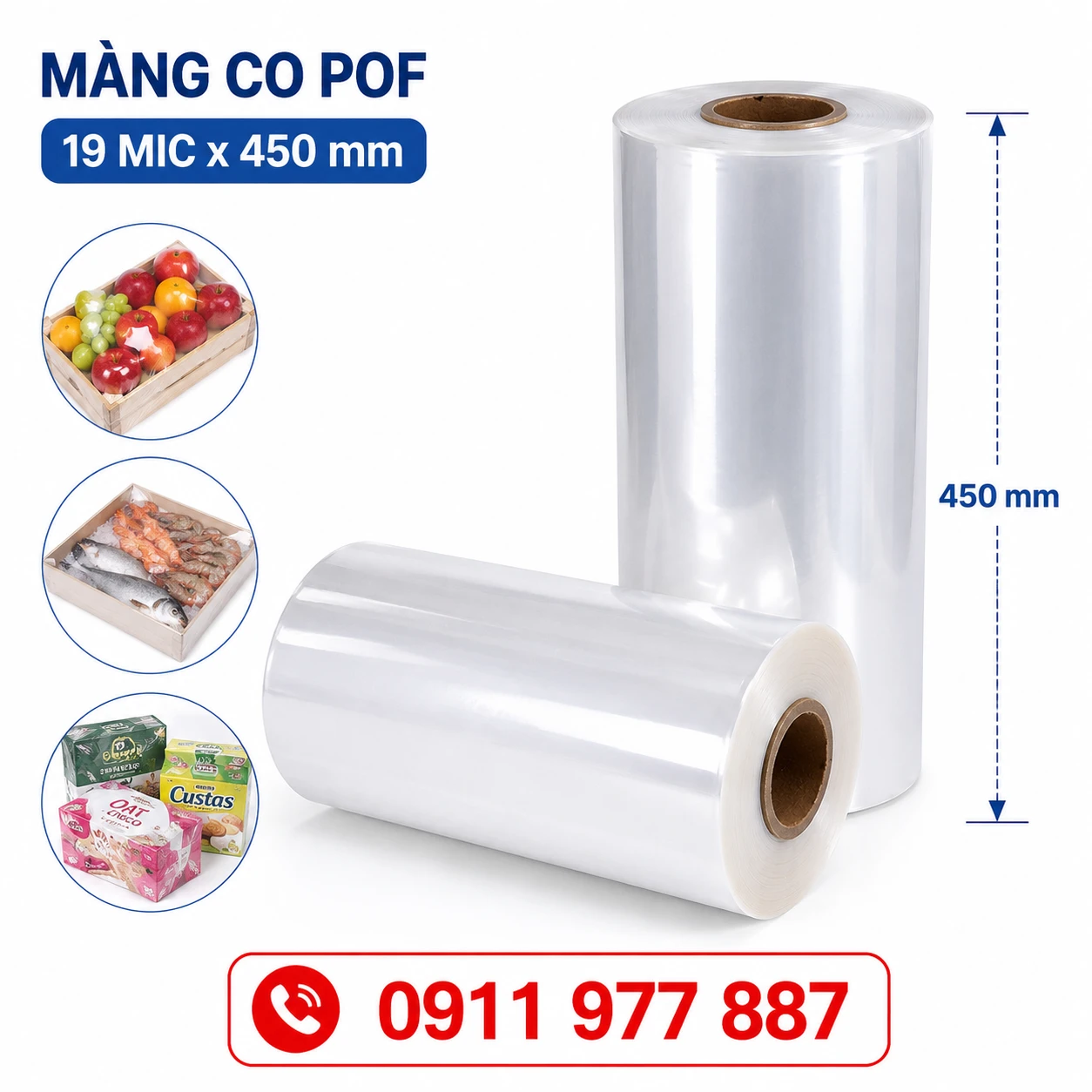 Màng co pof 19 mic khổ 450 mm