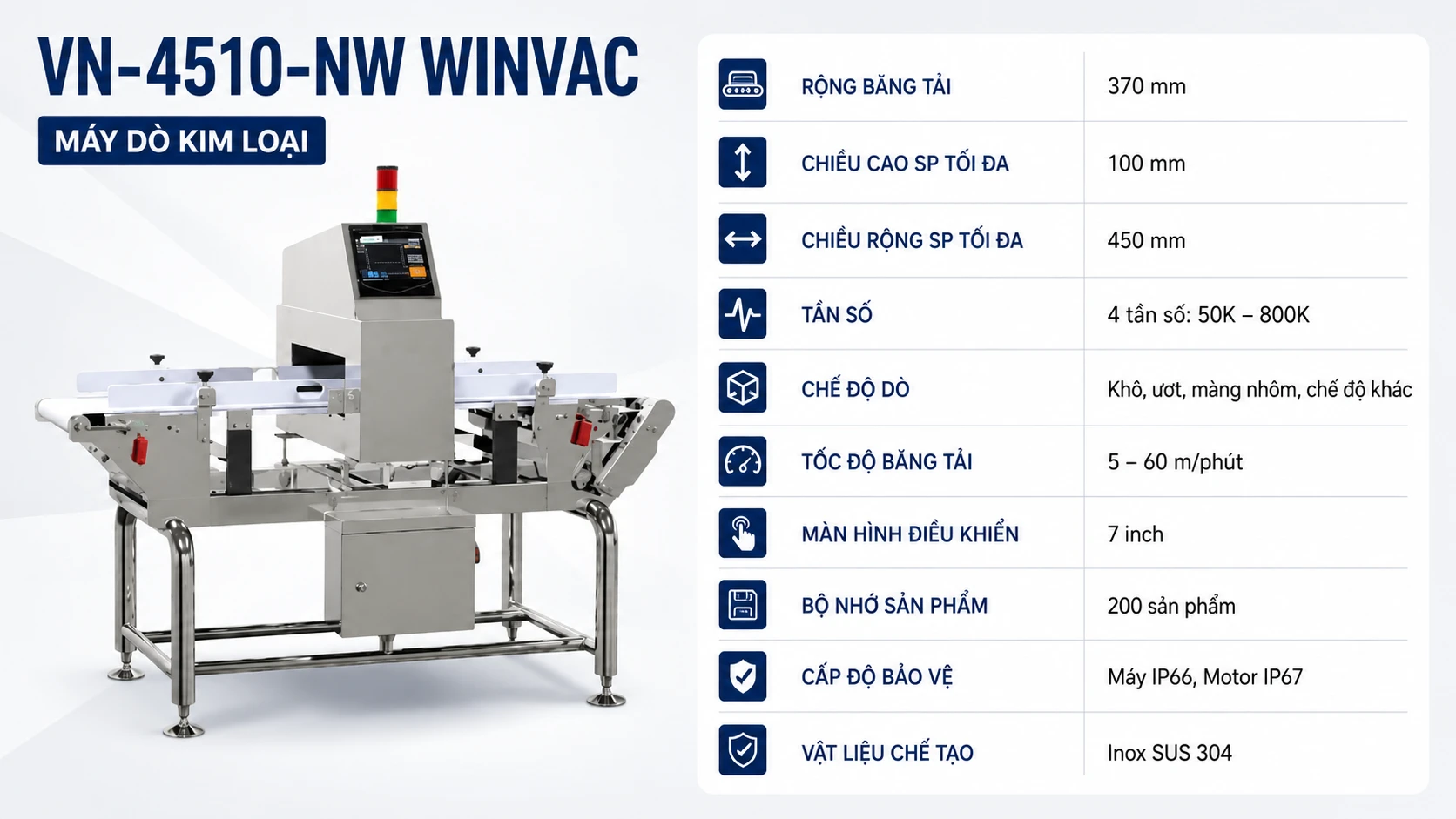 Thông số kỹ thuật máy dò kim loại