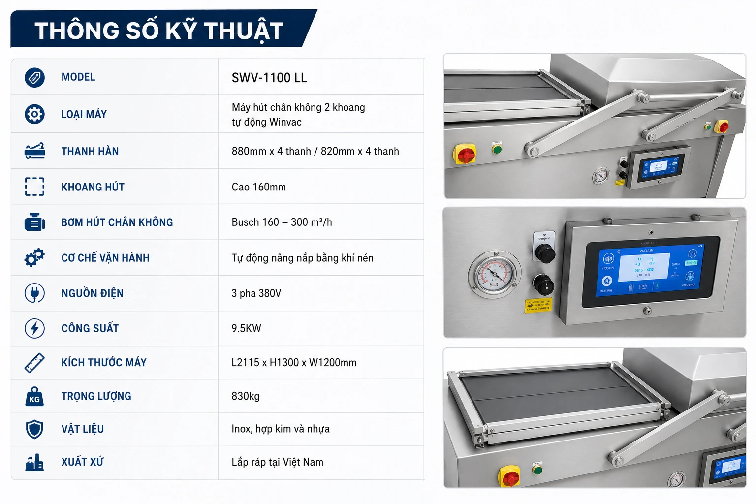 Thông số kỹ thuật máy winvac