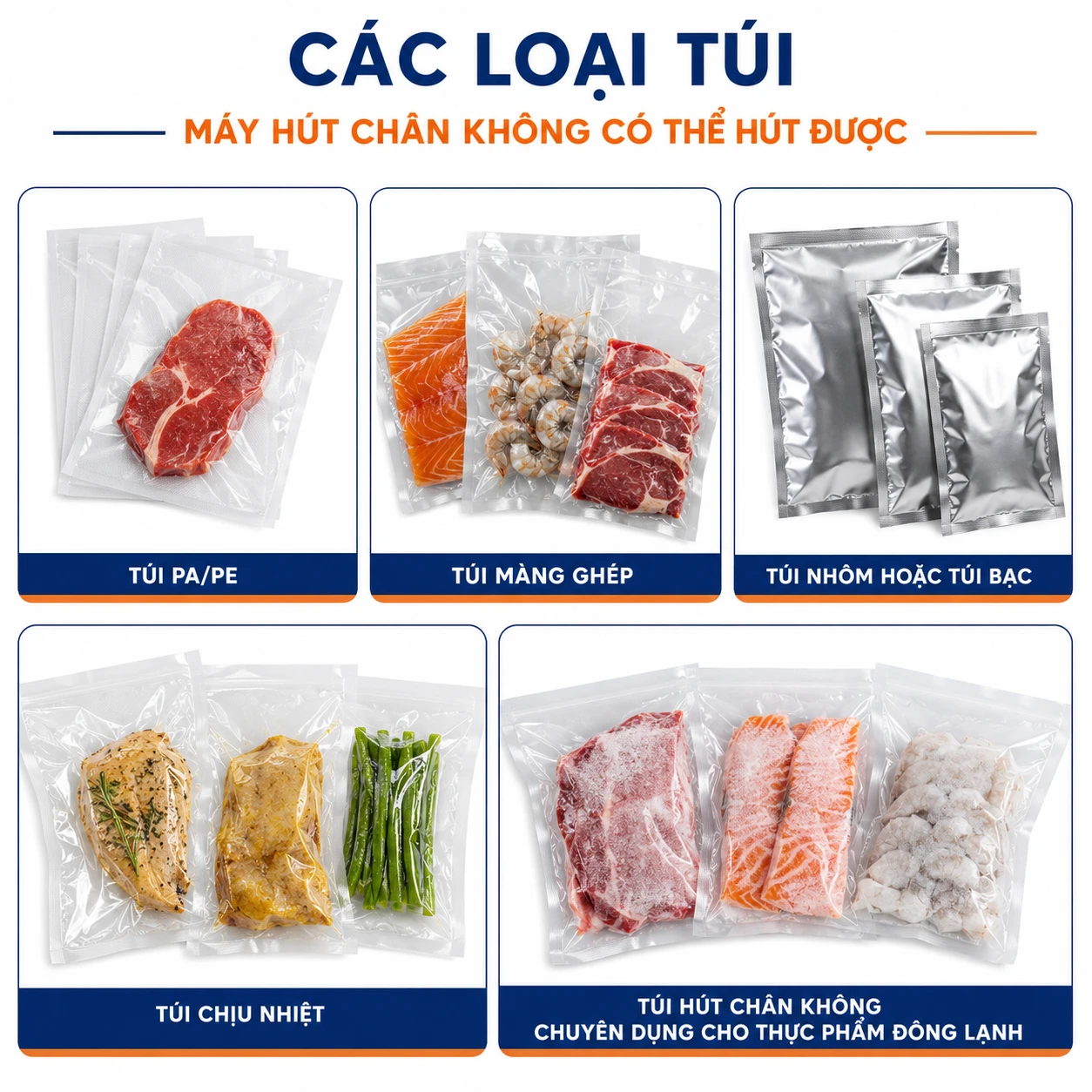 Các loại túi hút chân không