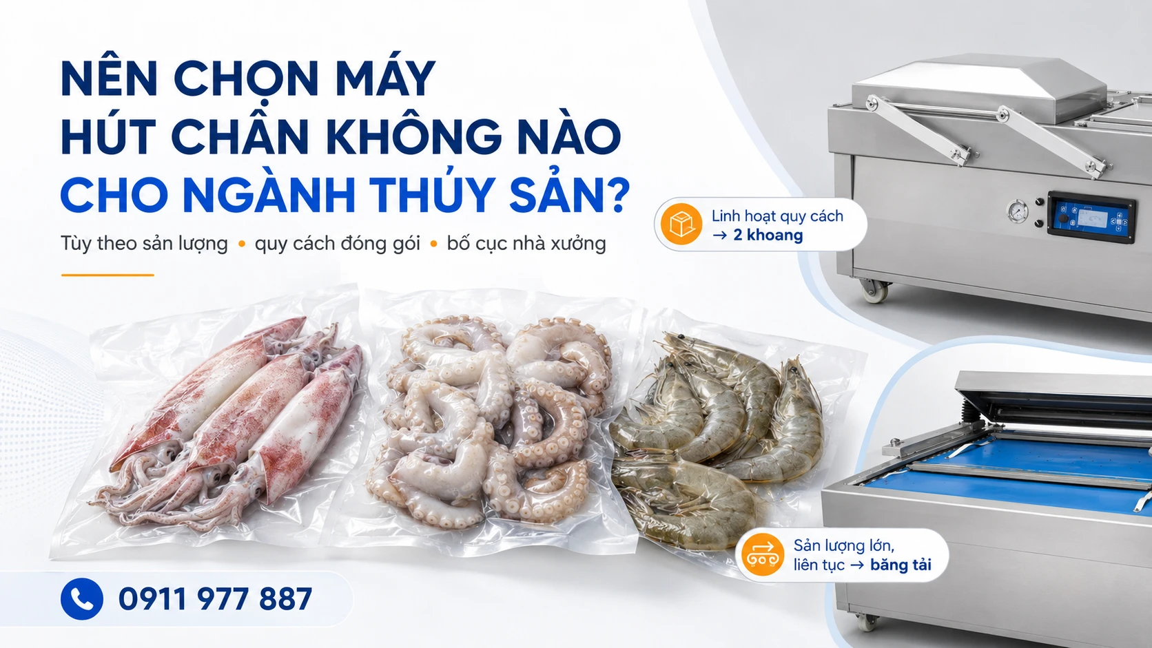 Chọn máy hút chân không thủy sản