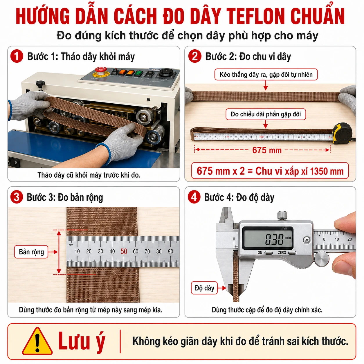 Dây Ép Tải Nhiệt PTFE 1210mm - Dây Teflon Nhập Khẩu, Chịu Nhiệt Tốt - Ảnh 2